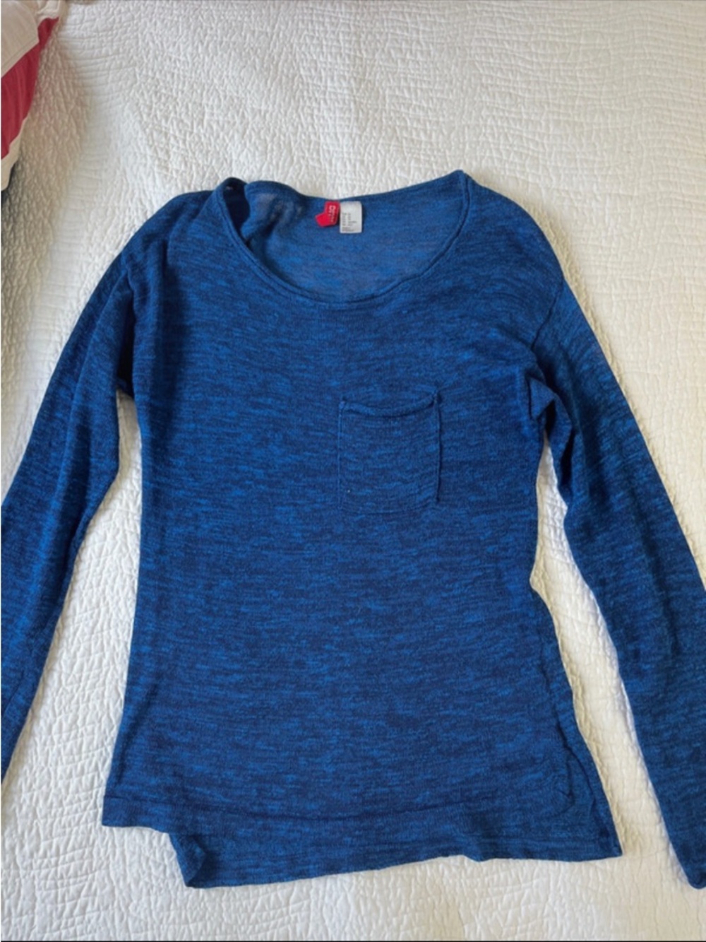 H&M Blue Scoop Neck Long Sleeve Sweater